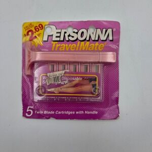 Vintage Personna TravelMate Razor Kit Pink 1995 NOS Sealed 5 Cartridges Prop USA